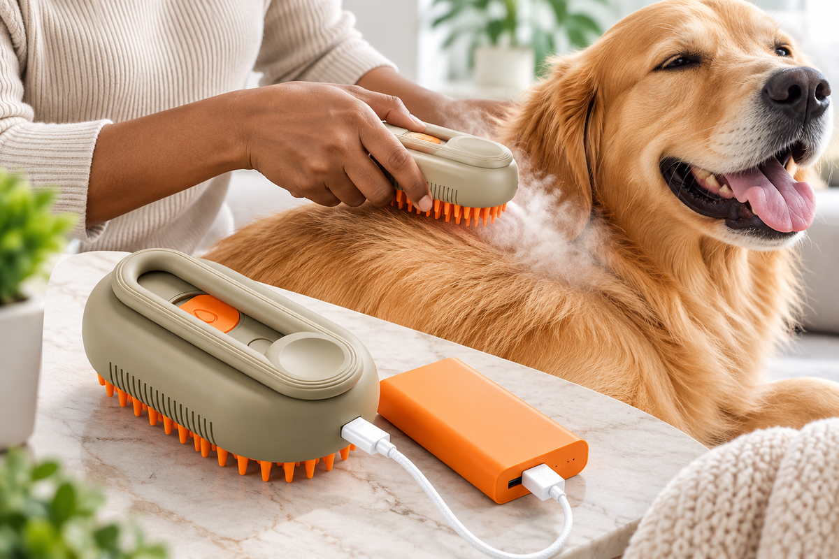 3-in-1 Steam Dog Grooming Brush – Deshed & Clean